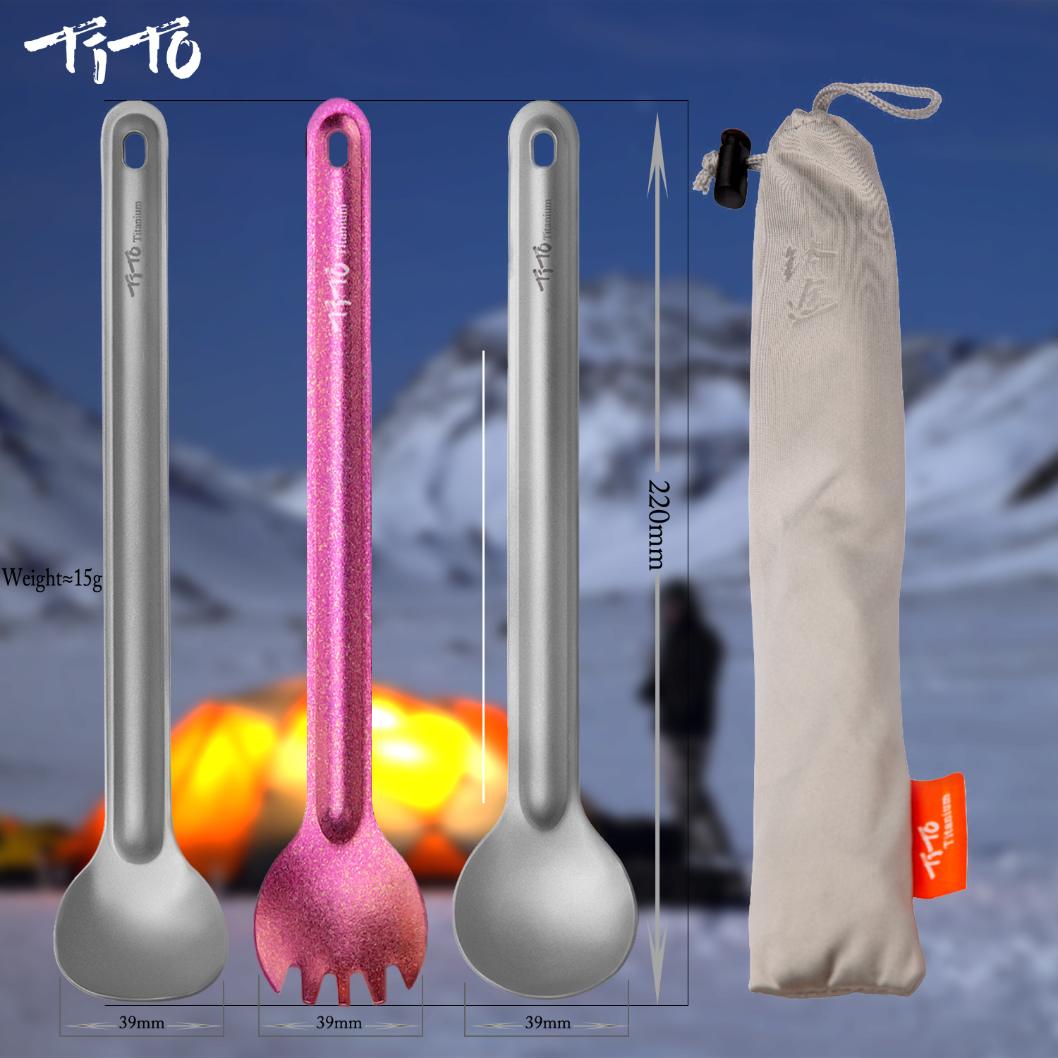 Camping Cooking Gadgets - TiTo Titanium Spork Spoon Long Handle