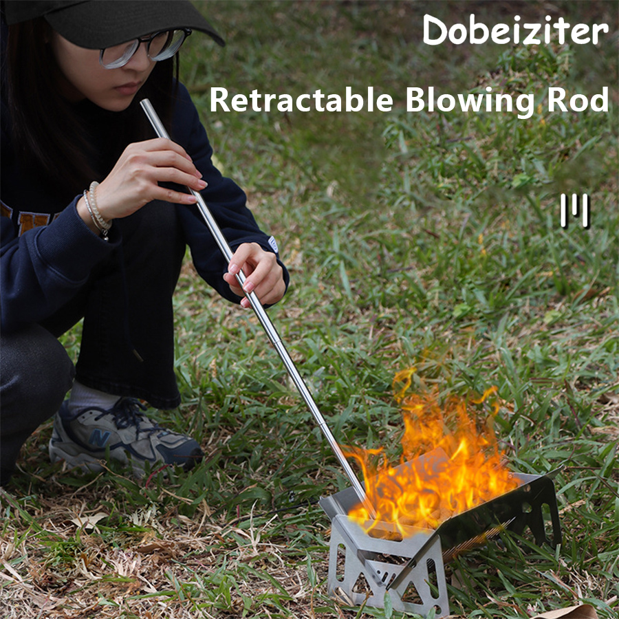 Camping Cooking Gadgets - Stainless Steel Blowpipe Pocket Bellow Collapsible