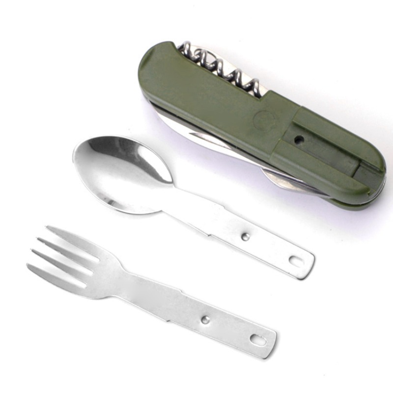 Camping Cooking And Eating Set - Compact Camping Cutlery Set Foldable Spoon