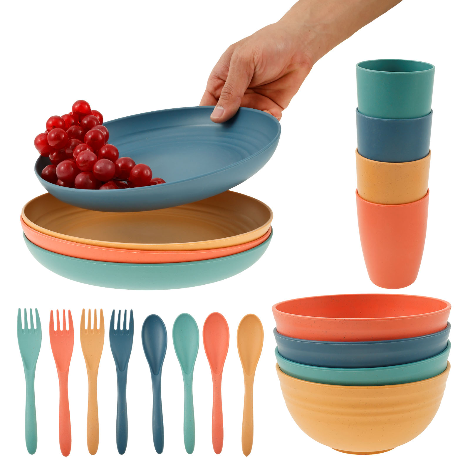 Camping Cooking And Eating Set - 20 Pcs Plates and Bowls Sets
