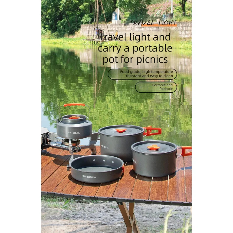 Camping Cooking And Eating Set - Camping Cookware Set Outdoor Pot Tableware