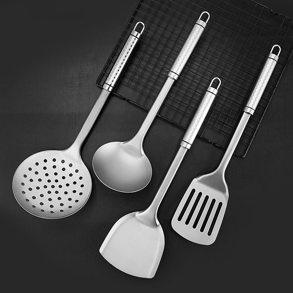 Quechua Camping Cooking Set - Non-Stick Titanium Wok Frying Spatula, Ladle