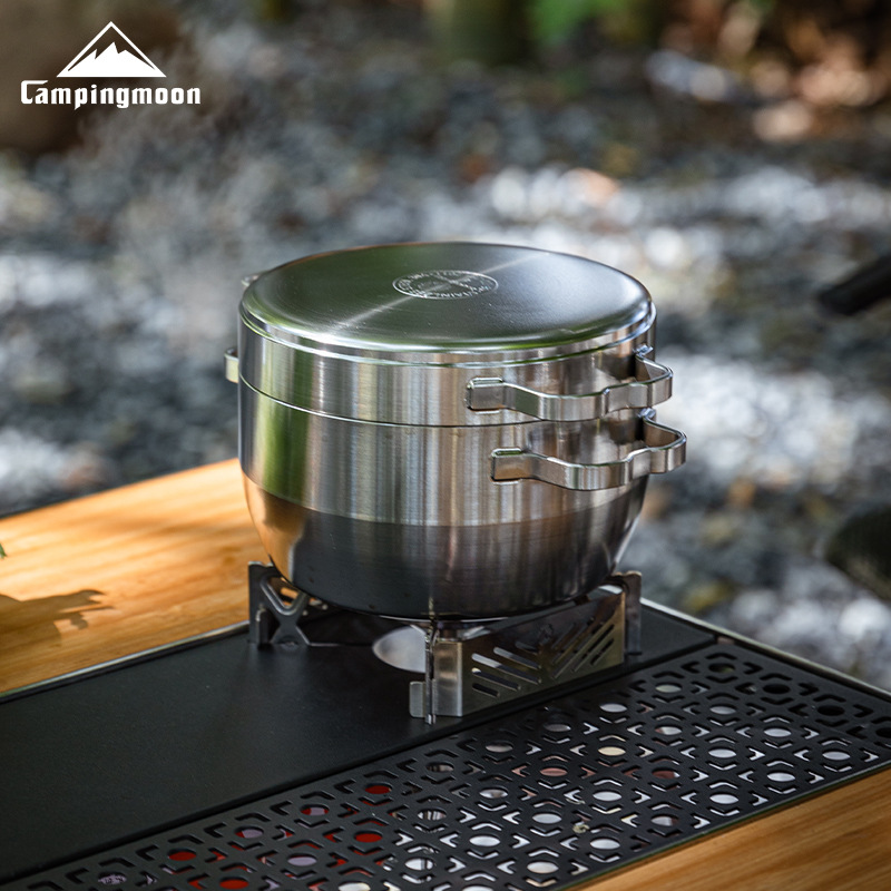 Camping Cooking Pan - CAMPINGMOON DO-25 Extra-Thick Stainless Steel Outdoor