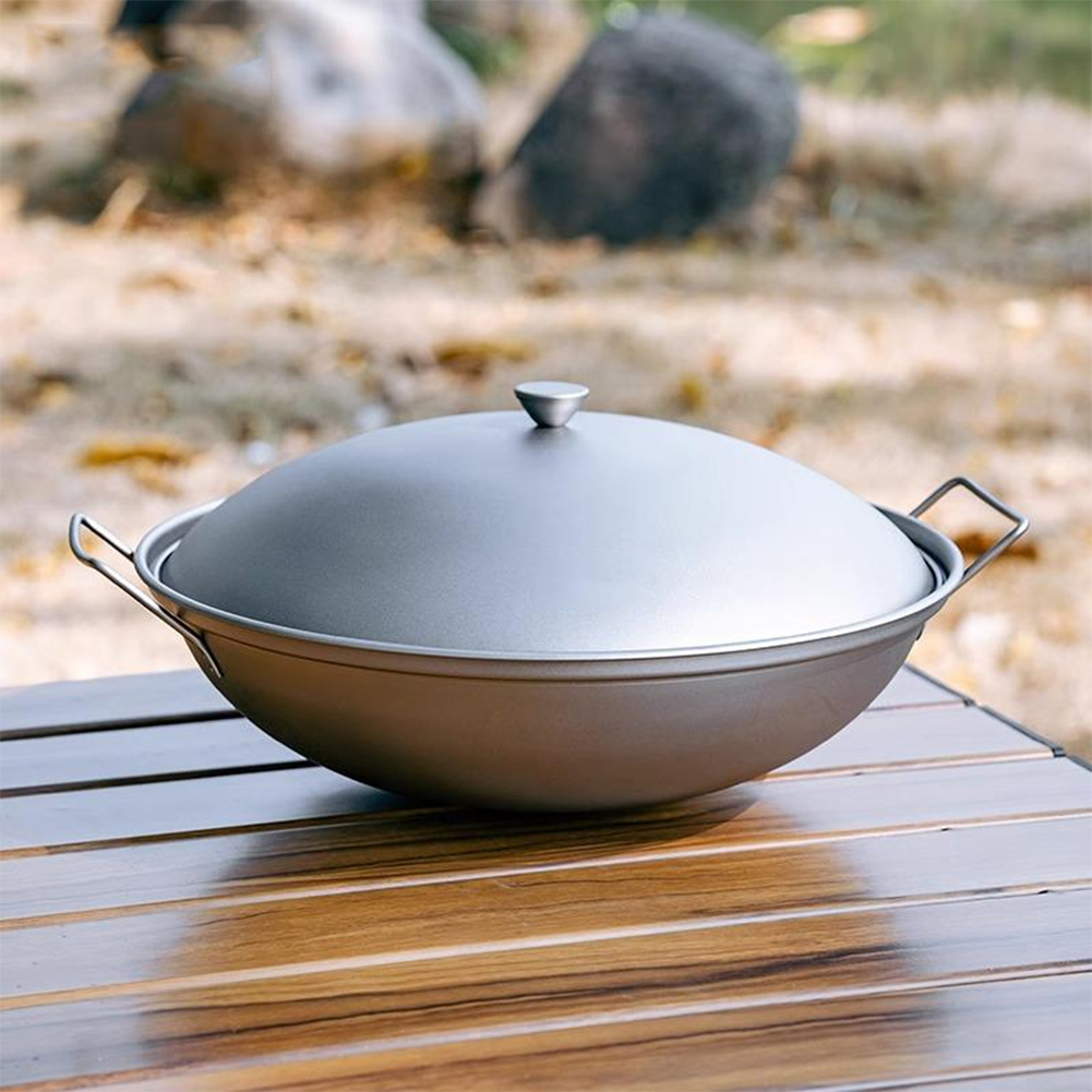 Titanium Wok Pan with Lid Doub - Camping Cooking Gadgets recensie en prijs