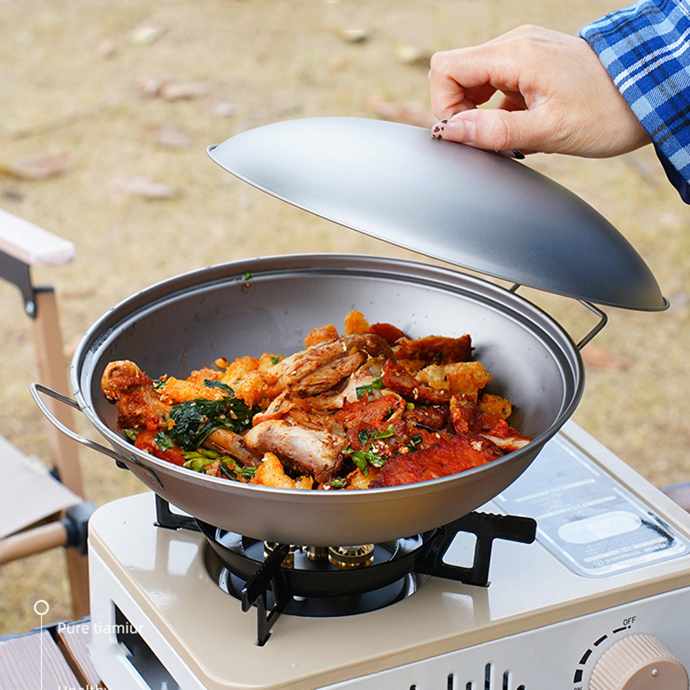 Titanium Wok Pan with Lid Doub - Camping Cooking Gadgets recensie en prijs
