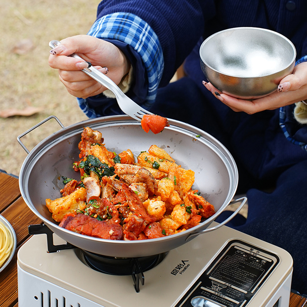 Titanium Wok Pan with Lid Doub - Camping Cooking Gadgets recensie en prijs