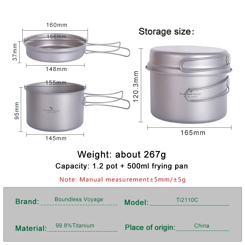Boundless Voyage Titanium Pot  - Camping Cooking Set 2 Person recensie en prijs