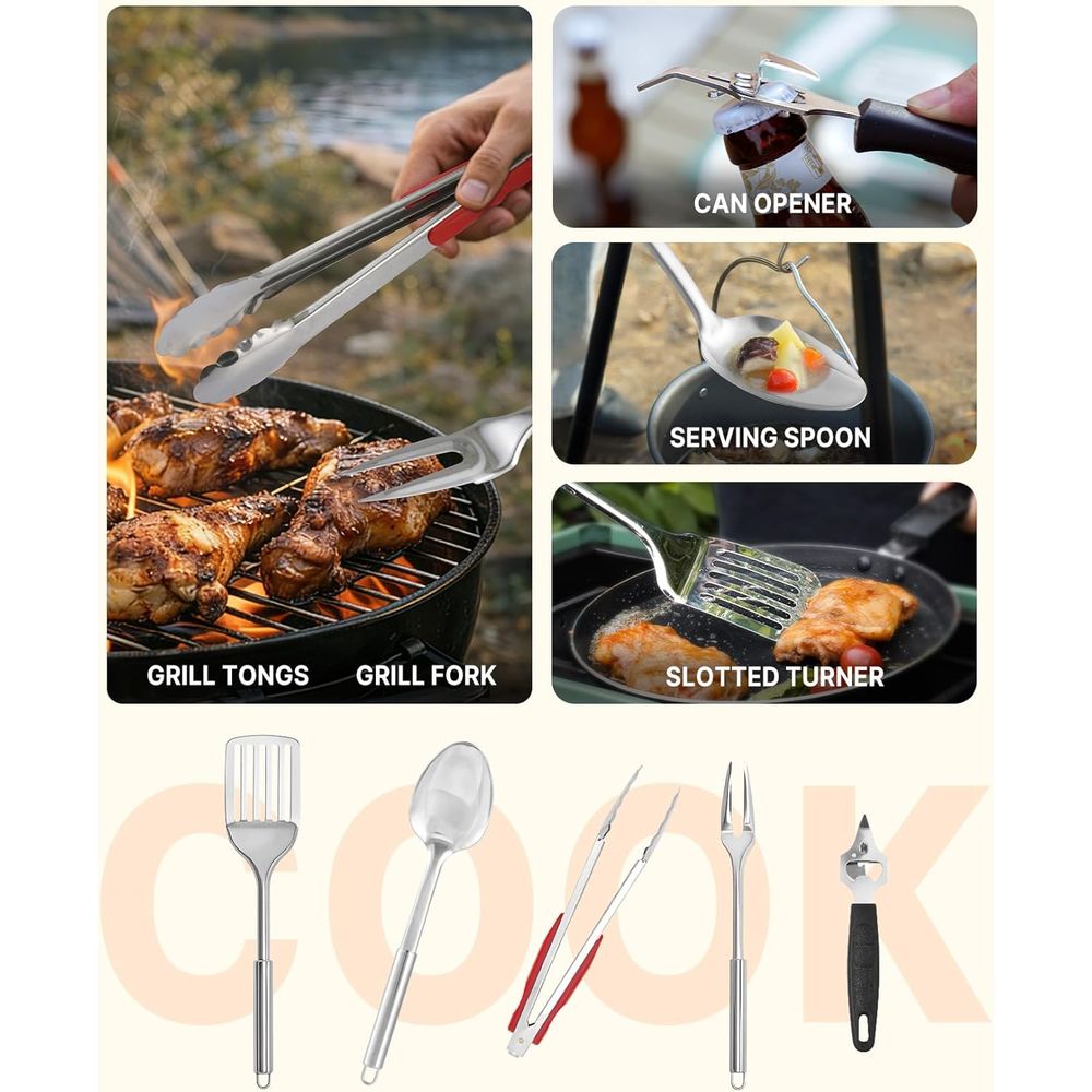 Compact Camping Kitchen Set wi - Camping Cooking Utensil Set recensie en prijs