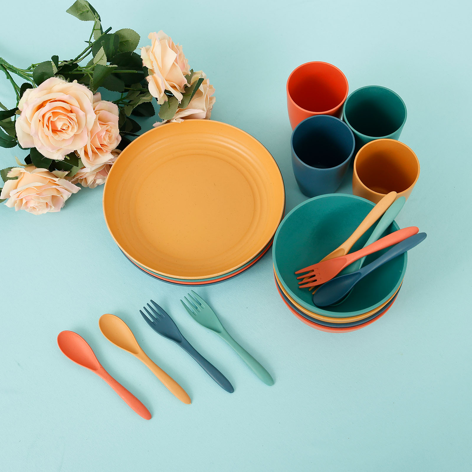 20 Pcs Plates and Bowls Sets w - Camping Cooking And Eating Set recensie en prijs