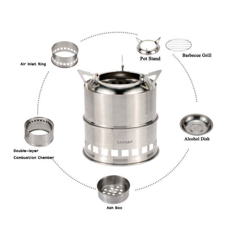 Lixada Stainless Steel Wood St - Camping Cooking Alcohol recensie en prijs