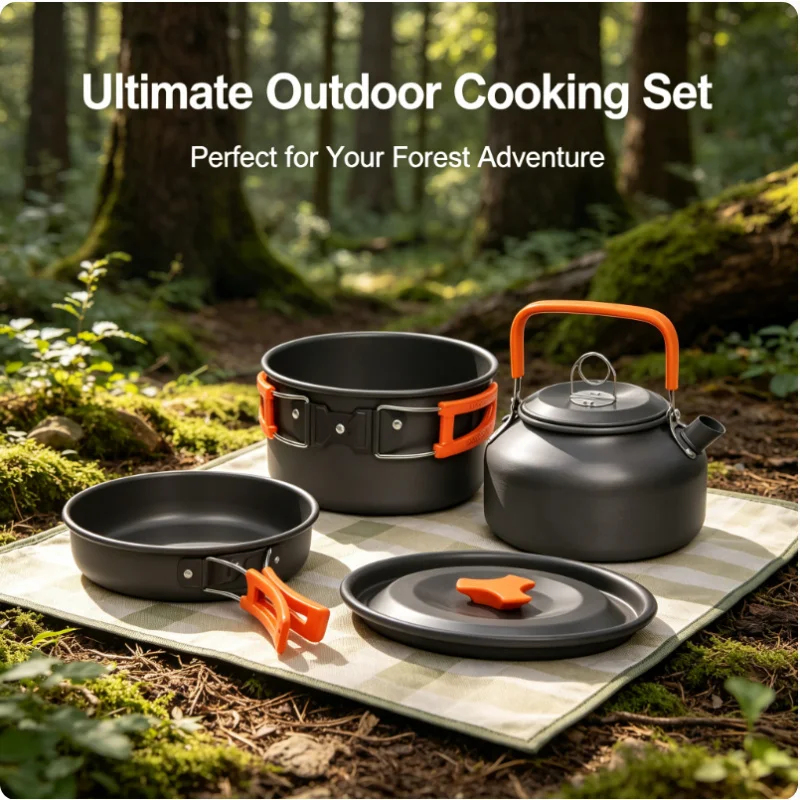 Camping Cookware Set Outdoor P - Camping Cooking And Eating Set recensie en prijs