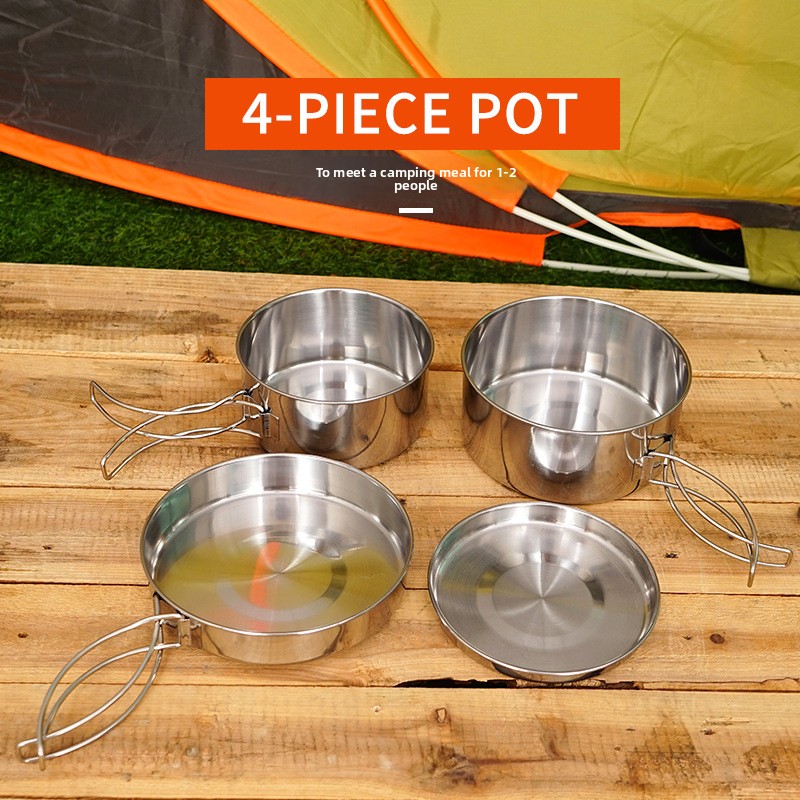 CLS 4-Piece Stainless Steel Ca - Quechua Camping Cooking Set recensie en prijs