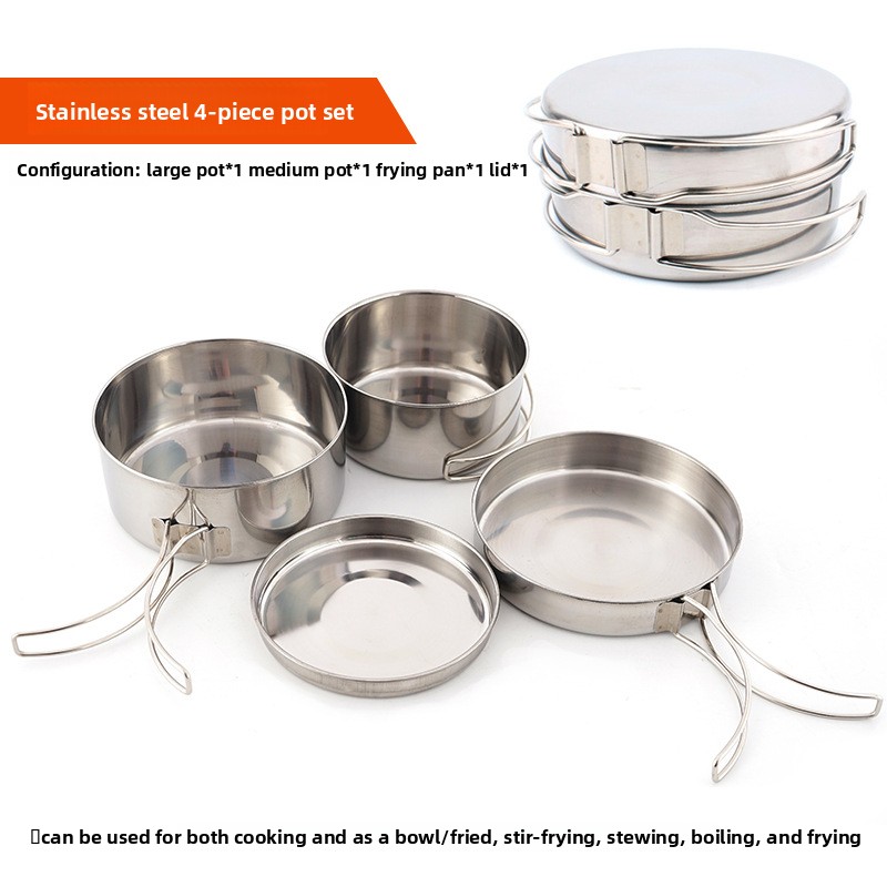 CLS 4-Piece Stainless Steel Ca - Quechua Camping Cooking Set recensie en prijs
