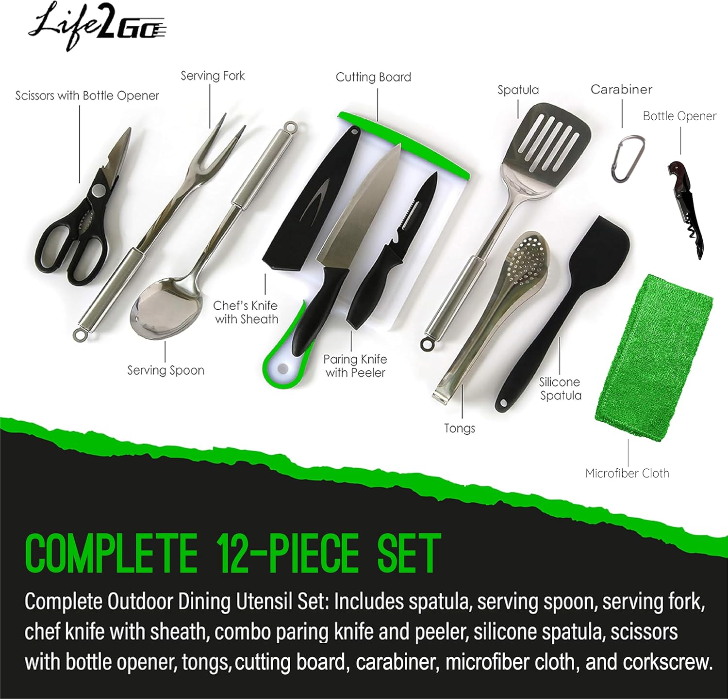 12 Pcs Camp Cooking Utensil Se - Camping Cooking Utensil Set recensie en prijs